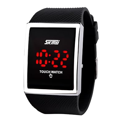 Skmei Unisex Damen und Herren Sensorbildschirm Digital LED Wasserdichte Sport Casual Armbanduhr - schwarz