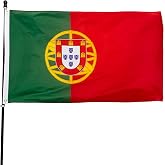 DANF Portugal Flag 3x5 Ft Thick Polyester | Fade Resistant, Brass Grommets, Canvas Header Portuguese Banners with 3 X 5 Feet