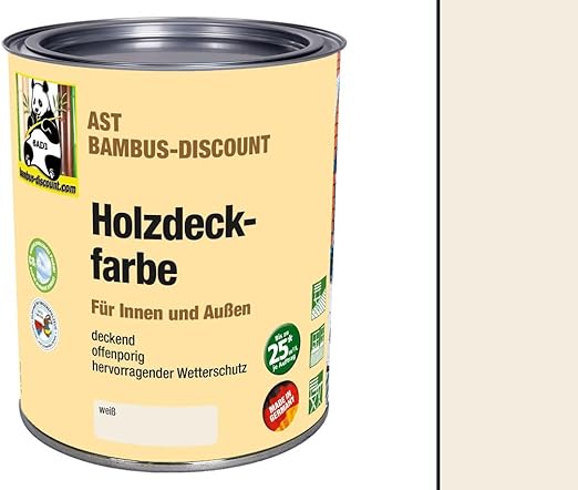 Holzdeckfarbe weiß 0,75 Liter für Innen und Außen - deckend, offenporig