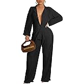 Ekaliy Women's 2 Piece Casual Pleated Outfits Short Sleeve Button Down Shirt High Waist Wide Leg Trouser Sets Suit