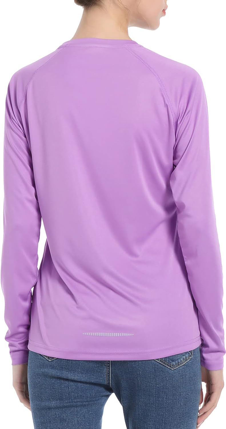 Women's UPF 50+ Sun Protection UV Shirts - Long Sleeve Outdoor Hiking Fishing Swim SPF Rash Guard T-Shirt with Thumbhole: Clothing