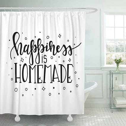 Amazon Com Ladble Waterproof Shower Curtain Curtains Hapiness Is