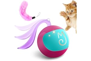 Migipaws Interactive Cat Ball Toy Set, Fun Tracker, Automatic Moving Chase Ball with Fluffy Tail, A Small Mice, Rechargeable 