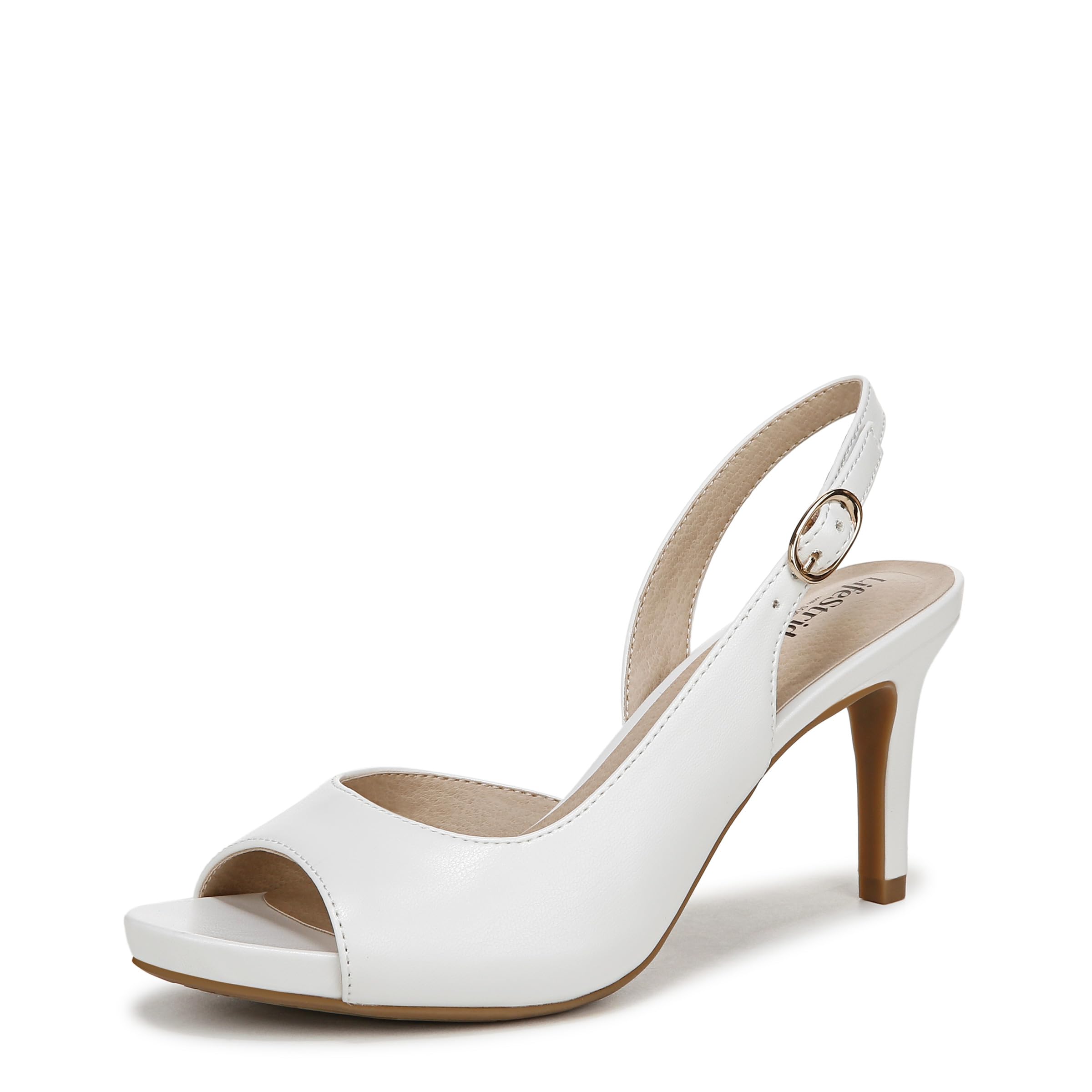 LifeStride Womens Teller 2 Slingback Peep Toe Pump Bright White 9.5 W