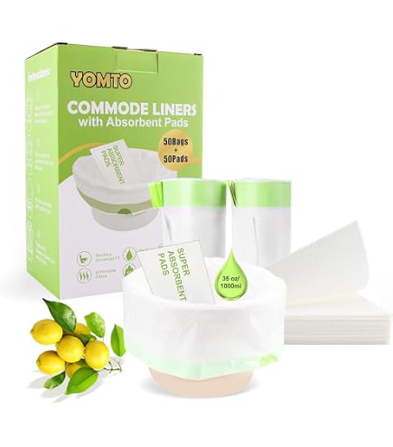 にの Amazon.com: Commode Liners with Absorbent Pads- 50 Commode Bags+