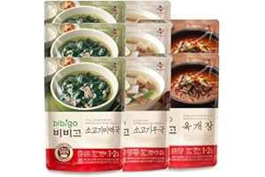 Bibigo Korean Food Popular Soup 8 Pack(500g x 8) - Spicy Beef and Vegetable Soup(Yukgaejang) 2pcs + Beef Seaweed Soup(Miyeokg
