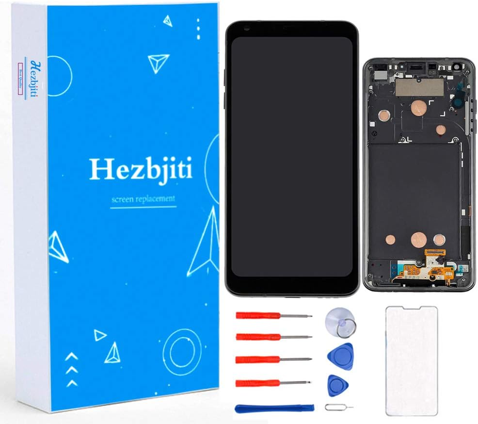 Hezbjiti LCD Display Touch Screen Replacement Digitizer Assembly Compatible for LG G6 H870 H871 H872 LS993 VS998 VS988 US997 with Frame and Tools.(Black)