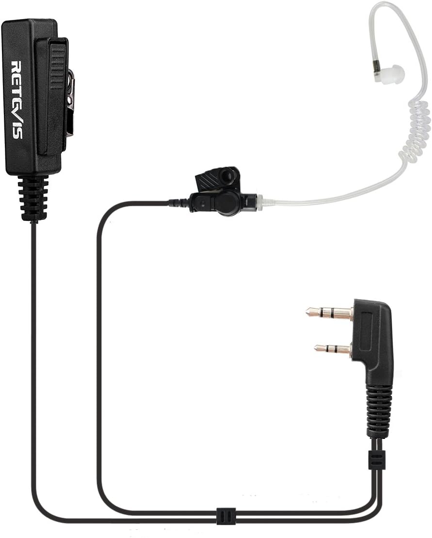 Retevis Walkie Talkie Earpiece, Compatible with RT24 RT27 RT622, BF-888S UV-5R, Kenwood, HYT 2 Way Radio, Big Size PTT