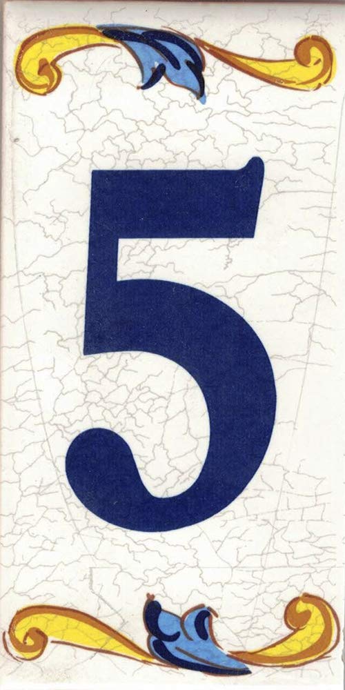 House Number. Address Numbers & plaques. House Signs. Door Numbers. Ceramic Letters and Numbers. Design “Craquelé” (Number Five "5")