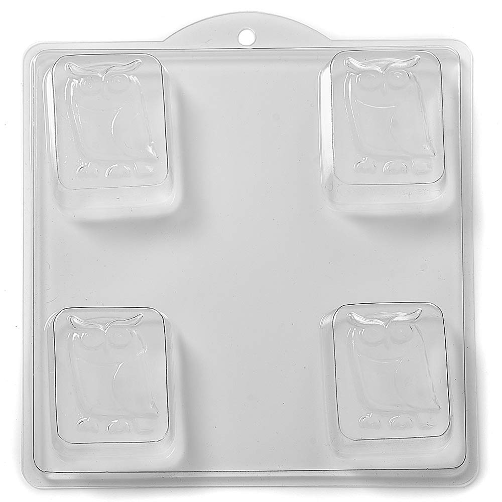 World Of Moulds | 4 Cavity Owl On Rectangle Soap/Bath Bomb Mould Mold H04