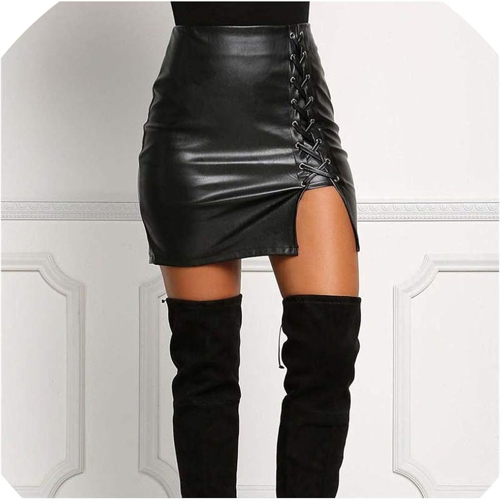 thigh high boots and leather skirt