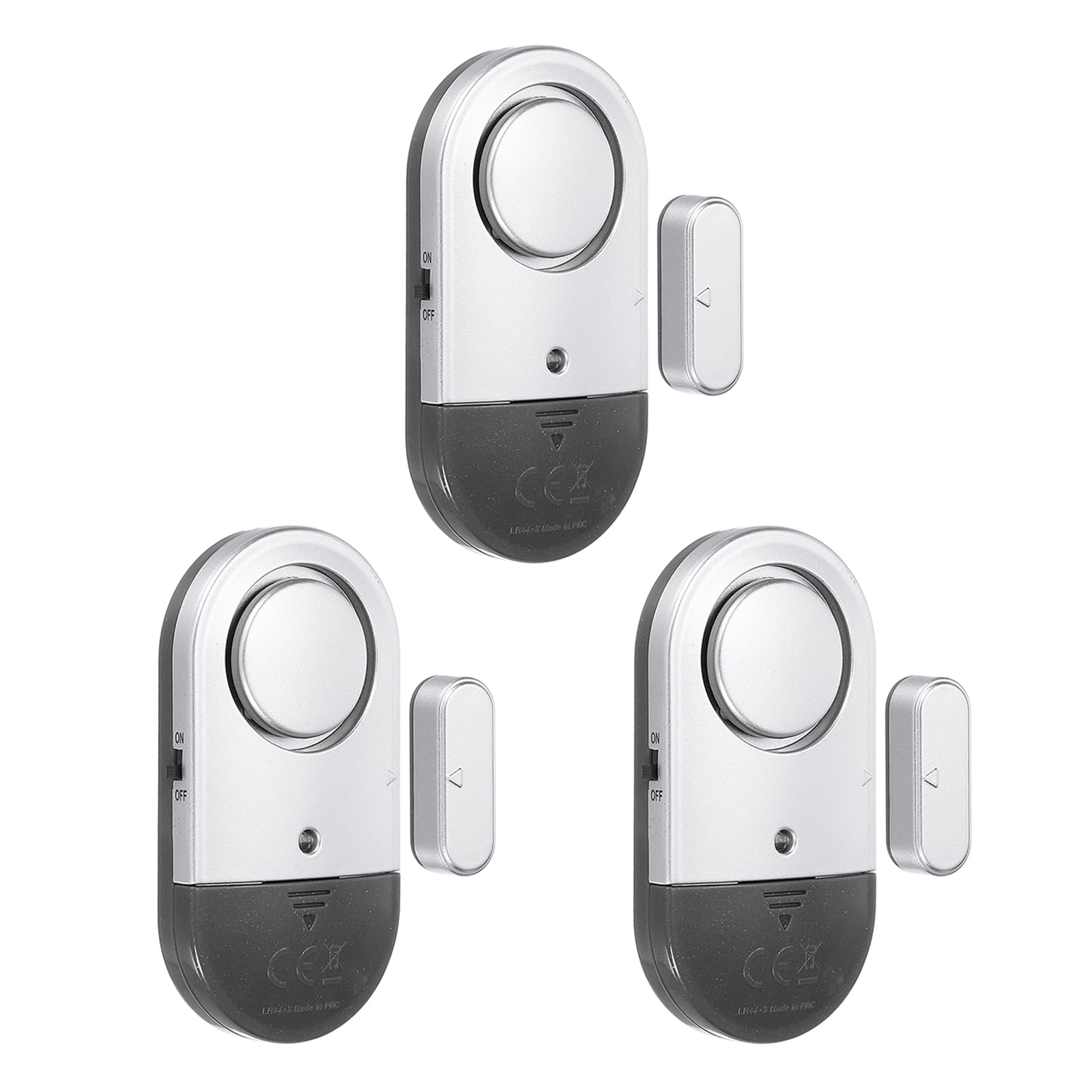 PATIKIL Door Alarm Sensor, 3 Pack 125dB Door Alarms Window Open Alarm Sensor for Home Security, Black Silver Tone