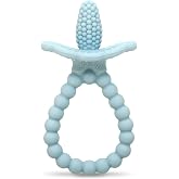 RaZbaby RaZberry Plus Baby Teether &ndash; Easy-to-Hold Toy for Front &amp; Back Teething Relief, BerryBumps Texture for Sensory Development, Soothes Sore Gums, BPA-Free, Great Gift for Babies 3M+ &ndash; Blue