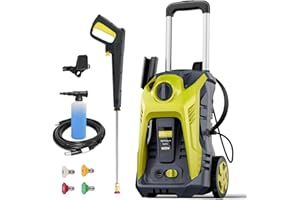 ALAINTOOL Electric Pressure Washer 4800PSI-Max 2.9GPM Pressure Washer with 25 Foot Hose, 16.4 Foot Power Cord, Soap Tank Car Wash Machine Yellow Ideal Cleaning for Patio.
