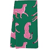 Yorhifa Retro Hot Pink Kitchen Towels, Preppy Leopard Cheetah Hand Towel Tea Towels for Dorm College Decor, Eclectic Kitchen Decor, Cheetah Decor, Trendy Preppy Bathroom Decor for Bathroom, 16x24inch