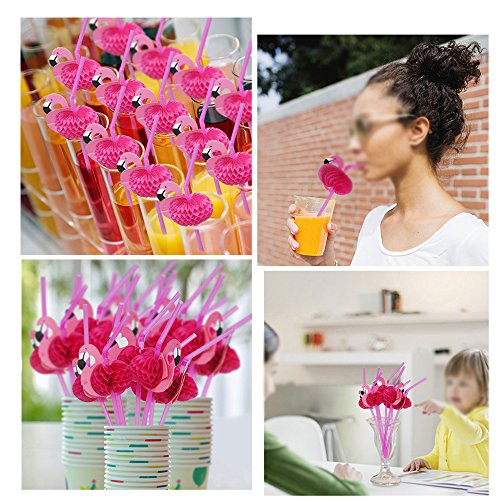 Hysagtek 50 Pcs Flamingo Drinking Straws Bendable Cocktail Straws for Party Birthday Wedding Tablewa - //coolthings.us
