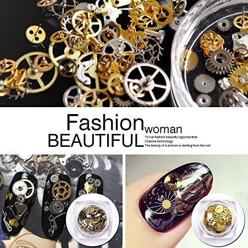 Sindy Ultra-thin 3D Nail Decorations Time Wheel Steam Punk Style Metal Manicure Nail Art Decoration (Copper)
