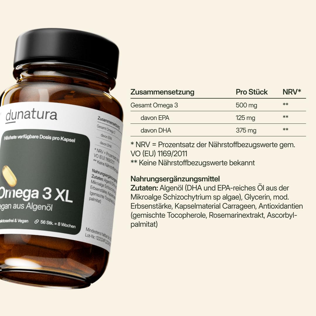 Dunatura Omega 3 Kapseln - 56 Kapseln - EPA & DHA aus Algenöl 4