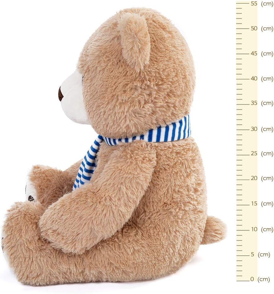 Tezituor 24 Inch Teddy Bear Stuffed Animal Big Teddy Bear with Blue Plush Scarf for Girlfriend Kids, Tan: Toys & Games