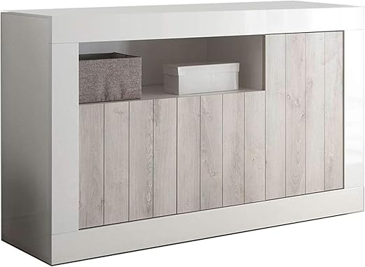 Lazlo Feile Lackiert Weiss Und Kiefer Gebleicht Fur Esszimmer Trend Buffet 3 Turen Amazon De Kuche Haushalt