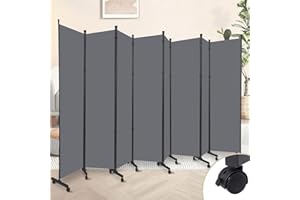 HOMSCREENER Room Divider 8 Panel Room Dividers/Wheels, Fabric Room Divider Panel for Office Room Partitions and Dividers, Portable Partition Wall Divider for Room Separation, Flexible Privacy Screen Indoor