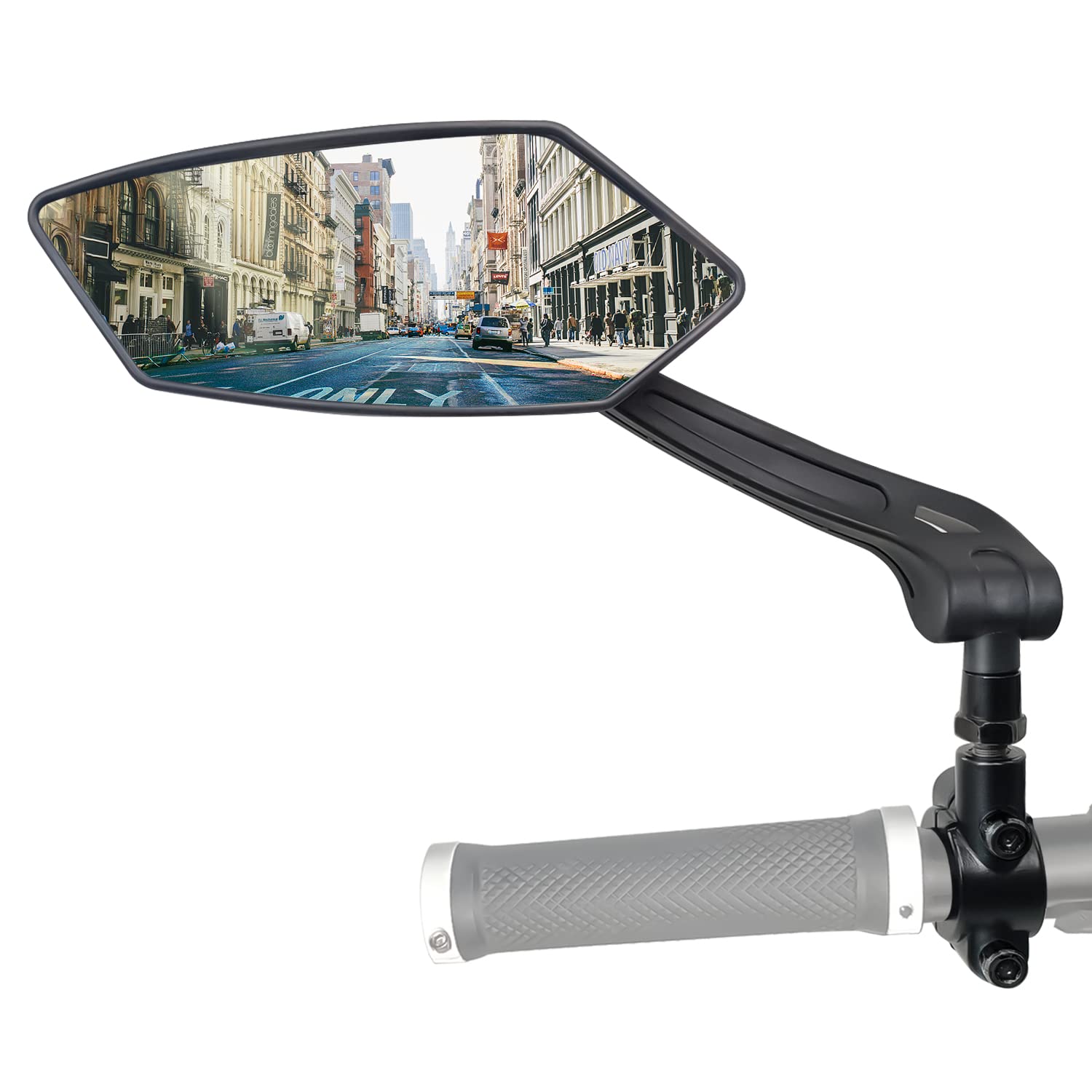 Arkham Bicycle Mirror for 22-26mm Left Handlebar, HD Impact Resistant Bicycle Rear View Mirror, Scratch-Resistant, Dzziness-Free, 360° Rotating Bike Mirror for Electric Bike, Motorcycle, Bike, Scooter