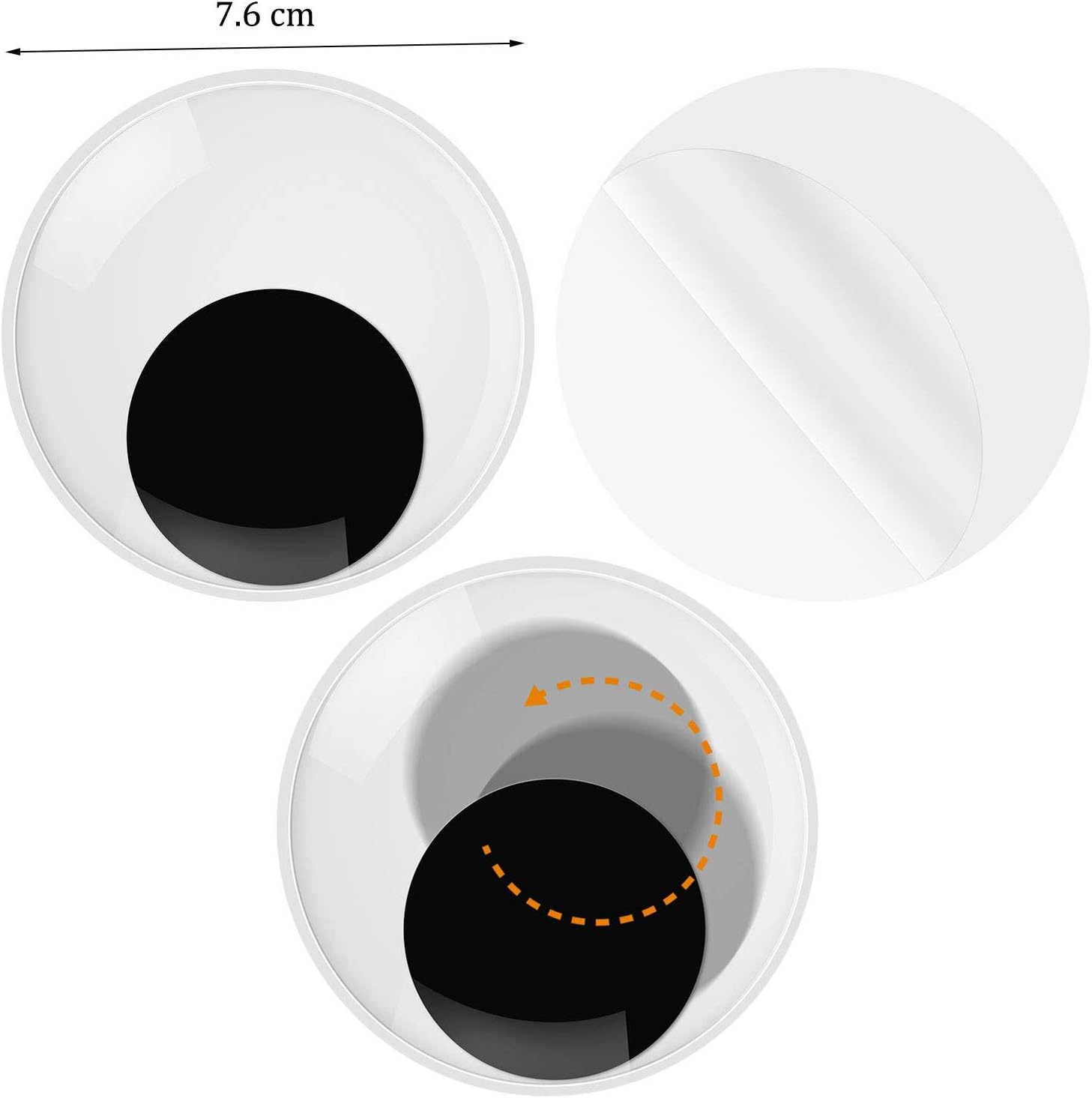 ExeQianming Wiggle Eyes, 4pcs Large Giant Self Adhesive Googly Eyes for Halloween Party Handmade DIY Crafts 76mm/3 Inch - Image 3
