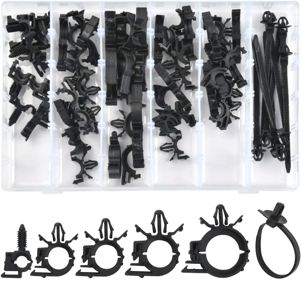 BUYGOO 54Pcs Car Wire Loom Routing Clips Assortment 6