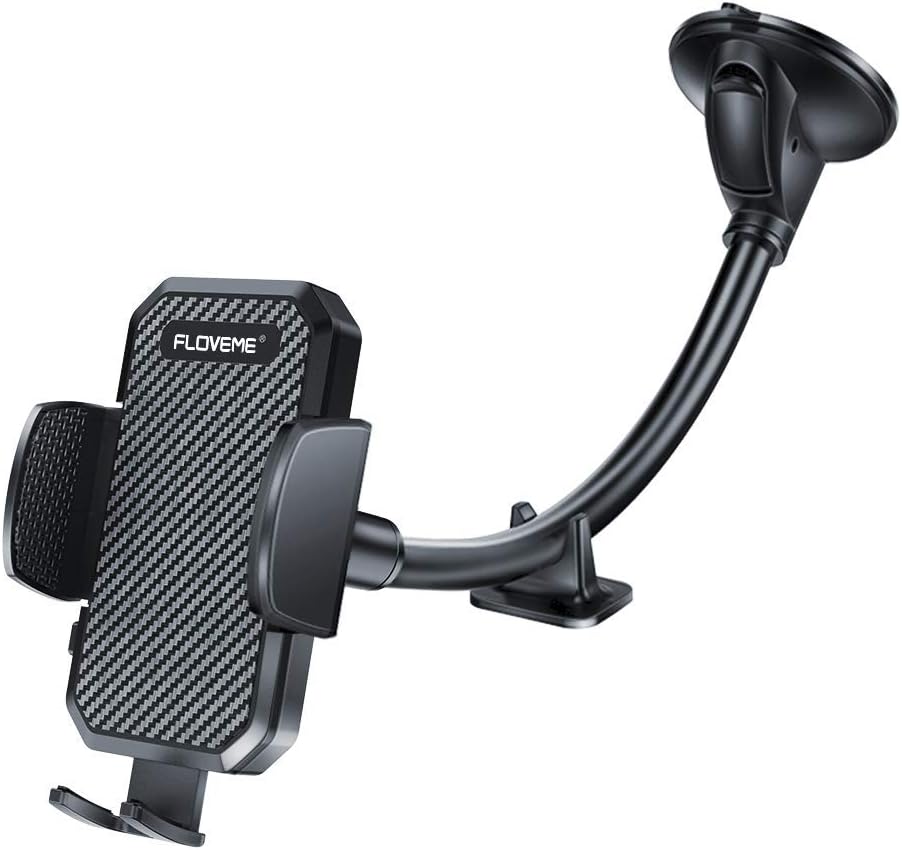FLOVEME Car Phone Holder Windscreen Upgraded Long Arm Gooseneck Adjustable Car Phone Mount Compatible with iPhone 13 12 Pro Max Samsung Holder