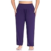 ZERDOCEAN Women's Plus Size High Waist Yoga Pants Casual Comfy Relaxed Loose Lounge Pants with Pockets