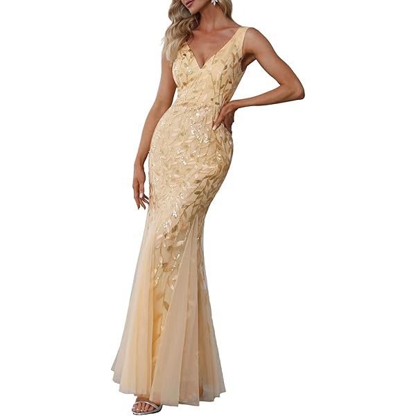 Amazon.com: changyexi Old Hollywood Glamour Dresses,Long Wedding Guest  Dresses for Women,Long Formal Dress (US, Alpha, Large, Regular, Regular,  Gold) : Clothing, Shoes & Jewelry