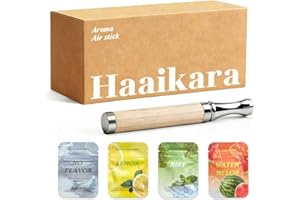 Haaikara Herbal Air Stick Smokeless Inhaler Maple Wood Barrel & Stainless Steel Tip 4 Scents Smoking Alternative Portable, Non-Electric for Quit Smoking Support, Anxiety Relief