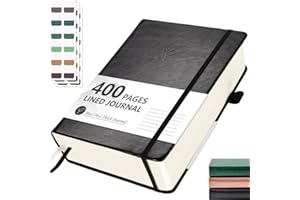Hoci Poci Lined Journal Notebook, 400 Pages Thick Journal for Writing, A5 Hardcover Leather Notebook with 100Gsm College Rule