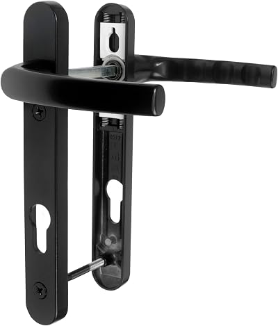 JCP uPVC Door Handle Pair 122mm Centres 92mm PZ 220x30 Backplate Black