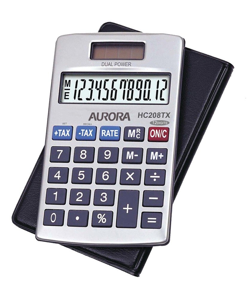Aurora HC208TX Handheld Calculator (Executive Model with Case)