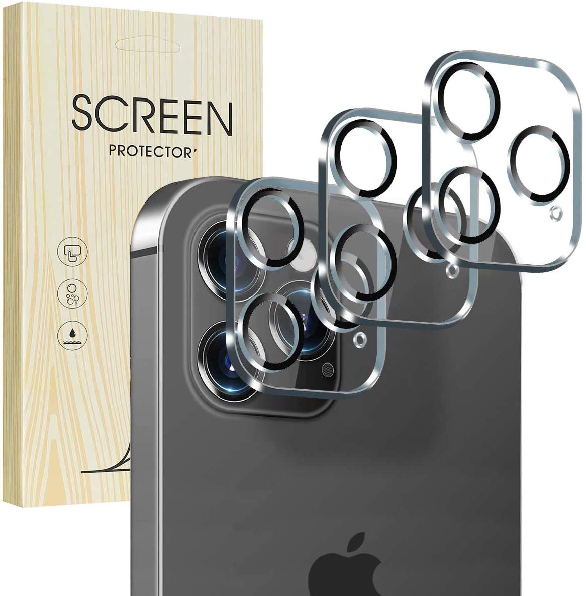 Diruite 3-Pack for Apple iphone 12 Pro Camera Lens Protector, HD Tempered Glass Ultra-Thin Flexible Glass