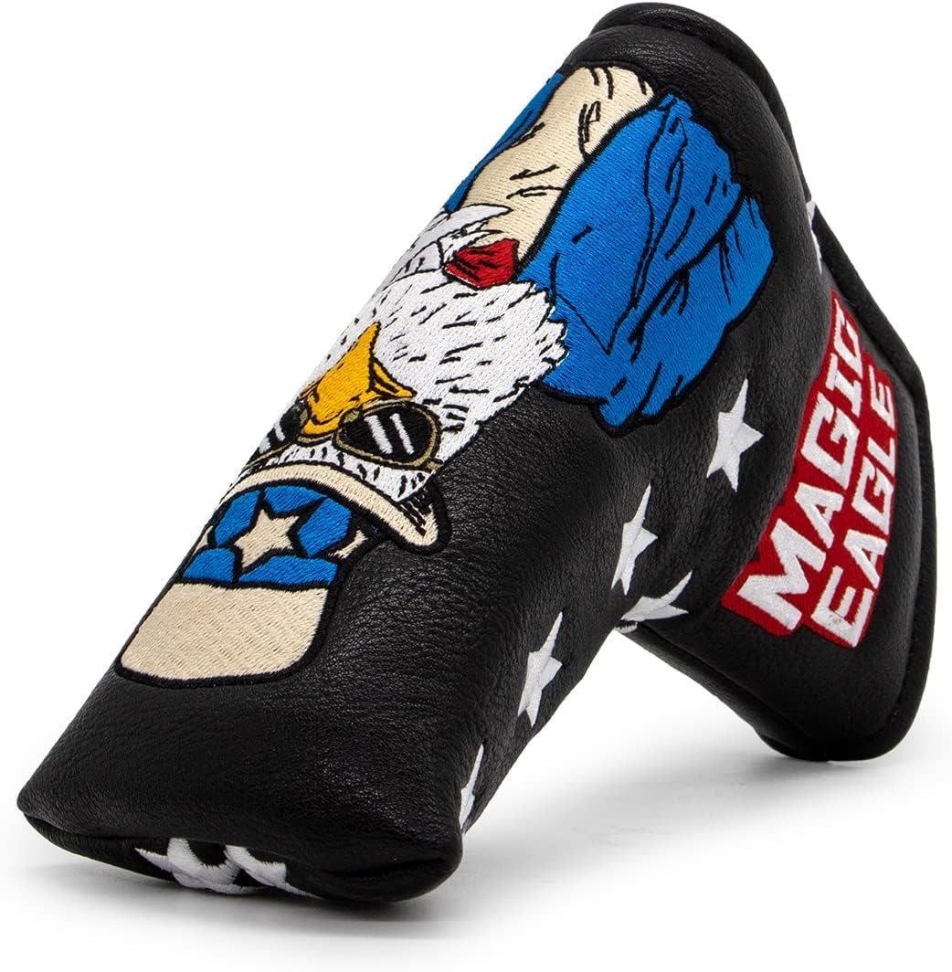 Magic Eagle Golf Putter Headcover Magnetic Closure Golf Blade Putter Cover (Black)