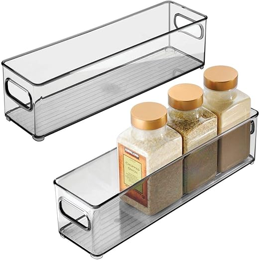 Amazon Com Mdesign Slim Plastic Stackable Food Storage Container