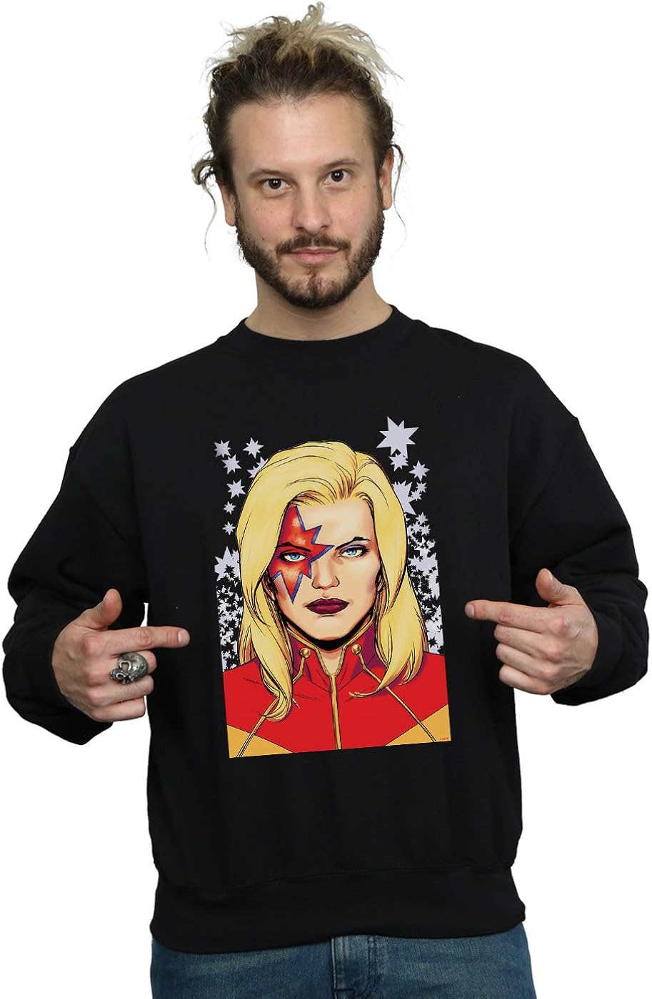 Captain Marvel Comics Homme Ou Femme Marvel Universe Homme Captain Marvel Glam Sweat-Shirt: Amazon.fr
