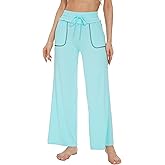WiWi Pajamas Pants for Women Wide Leg Long Bottoms Bamboo Viscose Casual Loose Sweatpants High Waist Joggers S-XXL