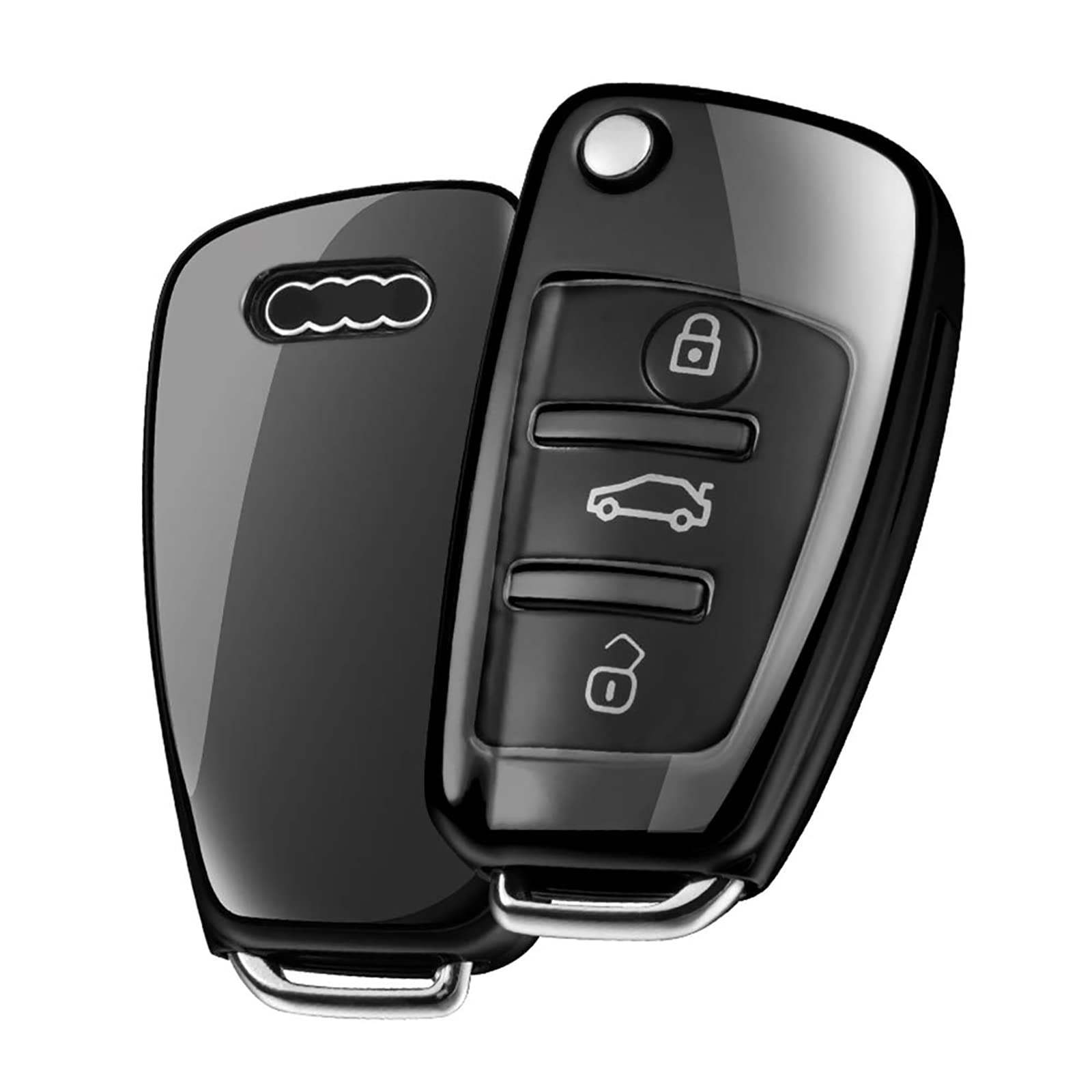 OATSBASF Car Key Cover for Aidi, Car key cover Compatible with Audi A1 A3 A4 A6 Q3 Q5 Q7 S3 R8 TT Remote Protector Case TPU Silicone (Black)