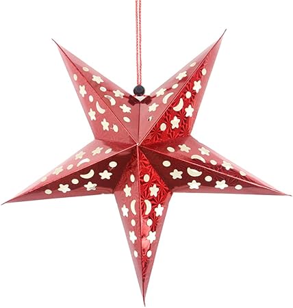 Stella Natale Di Carta.Pretyzoom Stella Di Natale Appendere Decorazioni Di Carta Lanterna Stella 3d Pentagramma Paralume Di Natale Festa Di Favore Forniture 30 Cm Rosso Amazon It Casa E Cucina