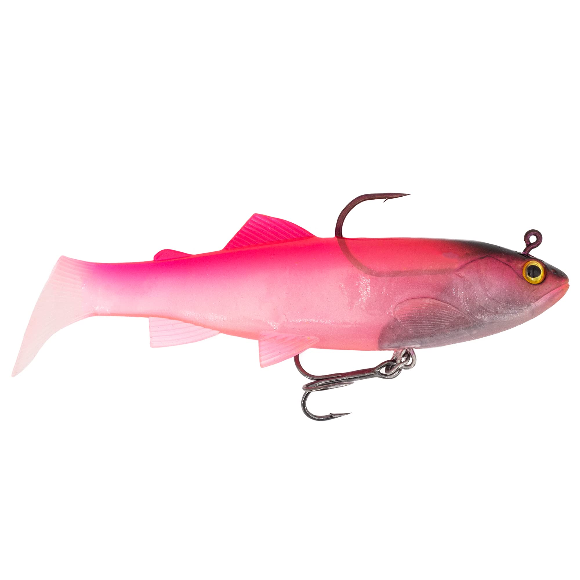 FISHN Pike Lure TROUTY 12cm, 38g, Soft Lure, Softbait with Jig Head Hook and Treble Hook and Removable Soundbar/Rattle - Bait for pike fishing (Purple Star)