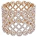 EVER FAITH Art Deco Love Knot Wide Stretch Bridal Bracelet Clear Austrian Crystal Gold-Tone