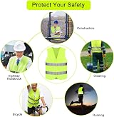 BUZIFU 4 Pcs Reflective Vest High Visibility Safety Waistcoat Fluorescent Night view 6