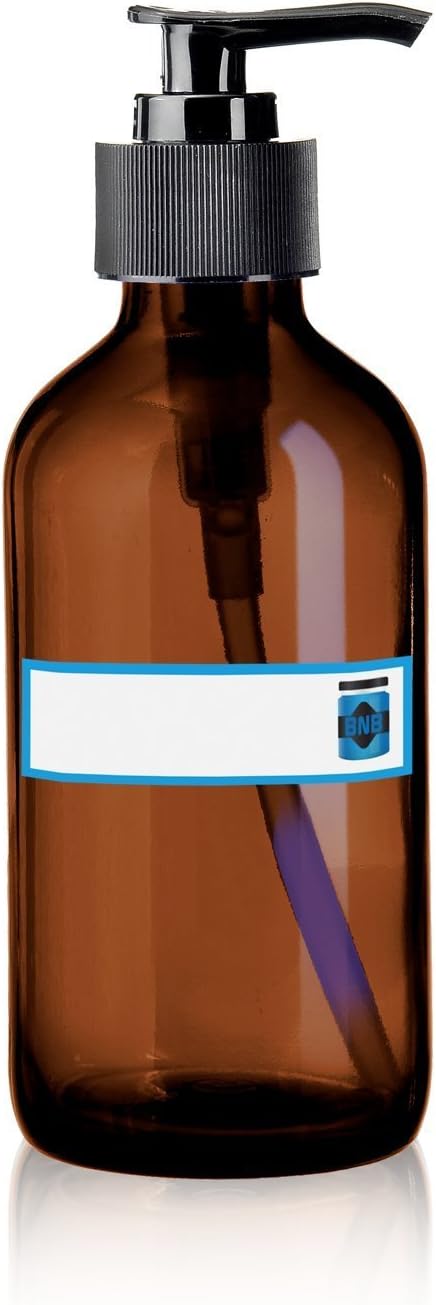 Generic 8 oz vidrio ámbar loción/dispensador de jabón botella con bomba