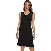 MANCYFIT Women's Full Slip V Neckline Slip Dress Wide Straps Tank Top Slip for Women Under Dress Knee Length Slip