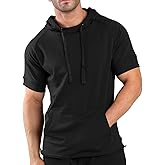 COOFANDY Men's Short Sleeve Hoodie Workout Gym Sweatshirt Muscle Fit Fashion Athletic Hoodies Pullover Cotton Hooded T-Shirts