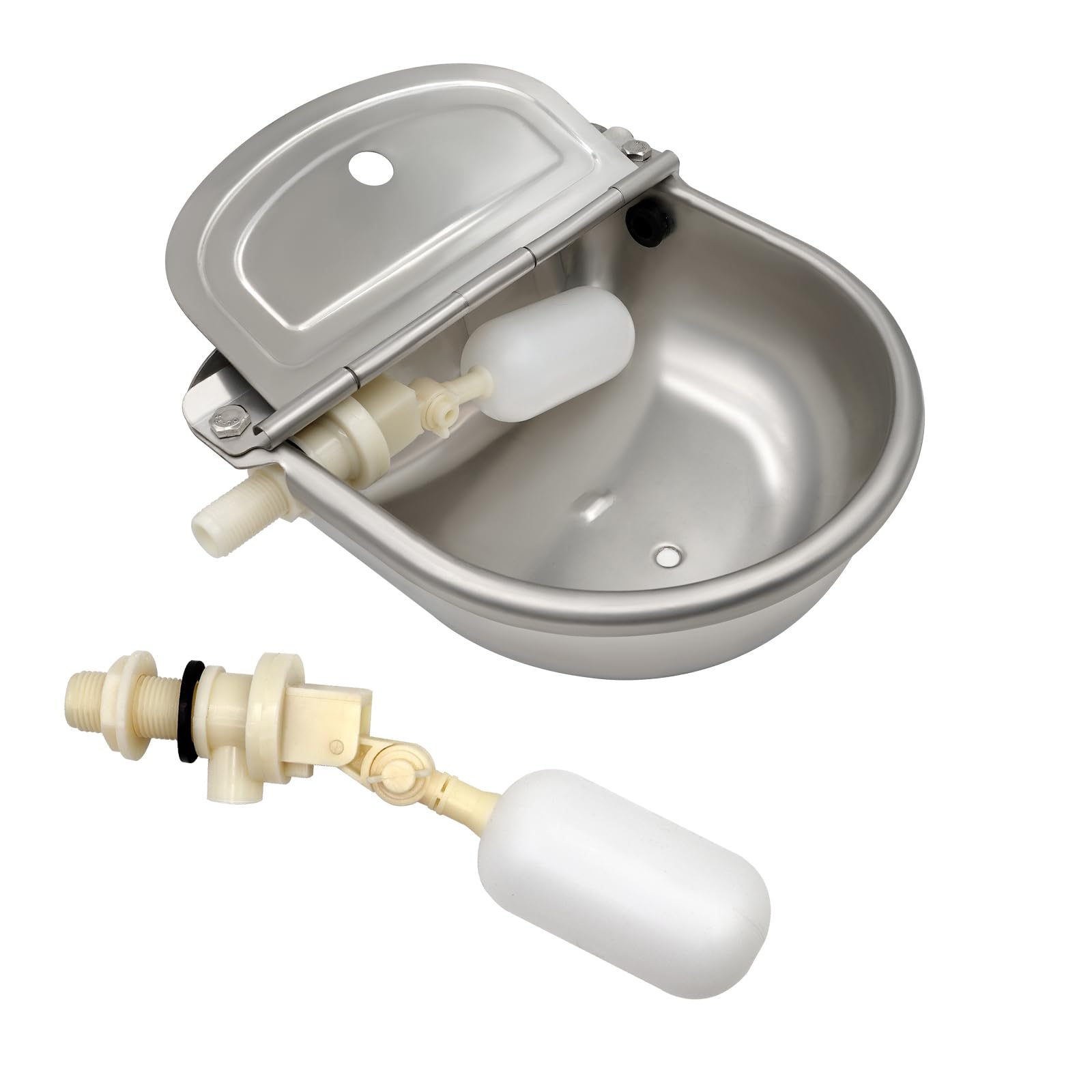 Automatic Dog Water Bowl, 304 Stainless Steel Livestock Waterer with 2 PCS Float Valve for Horse Cattle Goat Sheep Dog, Farm Grade Sheep Water Trough Bowl