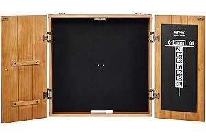 VEVOR Dart Board Cabinet Set, Multiple Styles Ready-to-Play Bundle Official Size, Steel Tip Dart Hideaway Cabinet, Features Easy Assembly, Complete with All Accessories, Perfect for Cricket Games